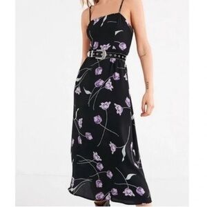 Kimchi Blue Midi Black Floral Semiformal Dress